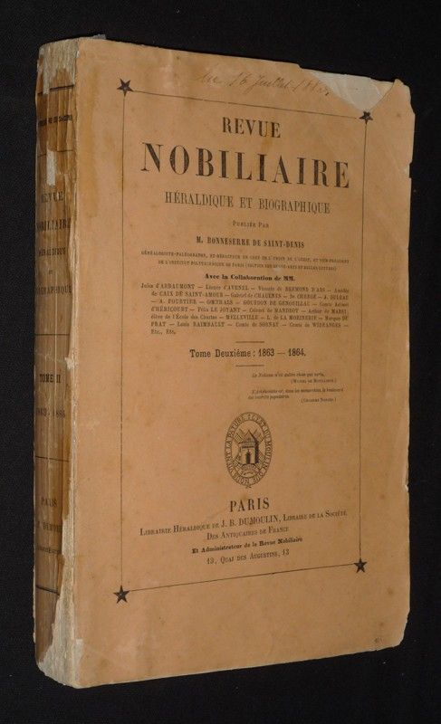 Revue nobiliaire héraldique et biographique. Tome deuxième : 1863-1864