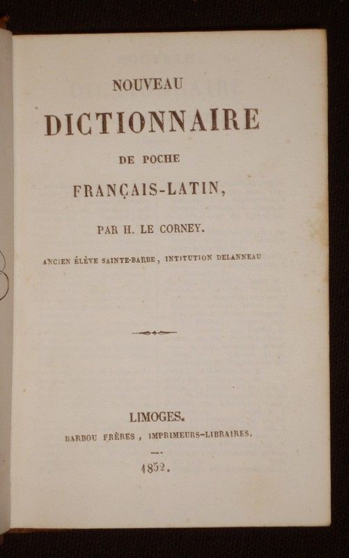 Nouveau dictionnaire de poche français-latin
