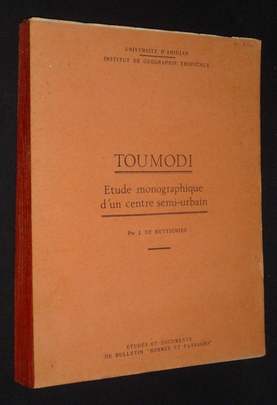 Toumodi : Etude monographique d'un centre semi-urbain