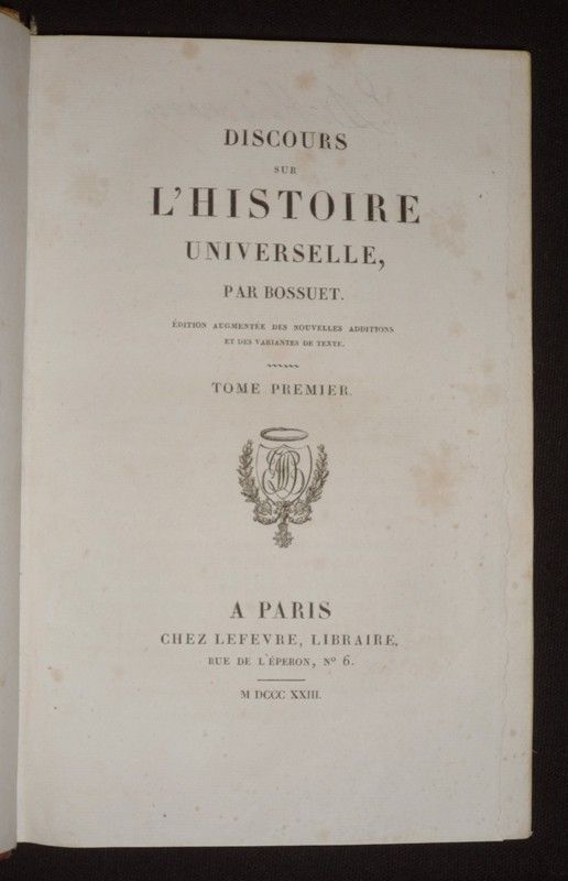 Discours sur l'histoire universelle (2 volumes 