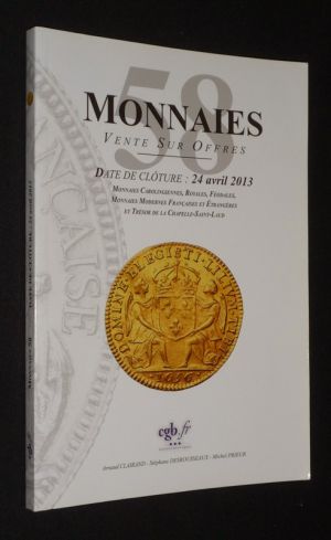 Monnaies 58 - Comptoir Général Financier - Date de clôture : 24 avril 2013