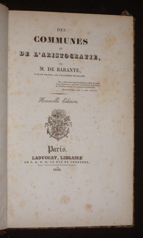 Des communes et de l'aristocratie