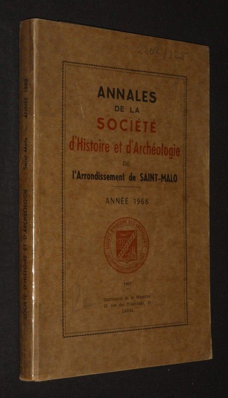 Annales de la Société d'histoire et d'archéologie de l'Arrondissement de Saint-Malo, année 1968
