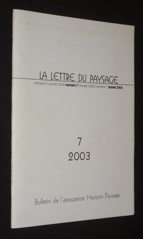 La Lettre du paysage (n°7, année 2003)