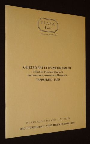 Piasa - Objets d'art et d'ameublement : Collection d'opalines Charles X provenant de la succession de Madame X... - Tapisserie - Tapis (Drouot Richelieu, 26 octobre 2001)