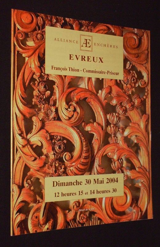 Alliance enchères : Timbres postes de collection, importants bijoux, objets d'art et de décoration, art déco, tableaux, faïences et porcelaines - tableaux anciens et modernes, mobilier, nombreux sièges (Evreux, 30 mai 2004)