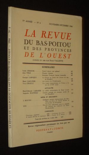 La Revue du Bas-Poitou et des provinces de l'Ouest (77e année - n°6, novembre-décembre 1966)