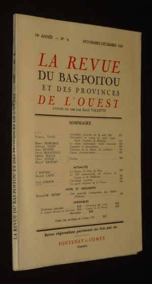 La Revue du Bas-Poitou et des provinces de l'Ouest (78e année - n°6, novembre-décembre 1967)
