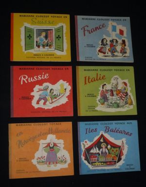 Marianne Clouzot voyage en France - Suisse - Russie - Italie - Norvège et Hollande - aux Iles Baléares. Images à colorier (6 volumes)