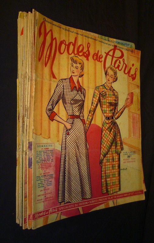 Modes de Paris. Chaque semaine ce journal vous est intégralement remboursé par un patron gratuit (lot de 30 numéros)