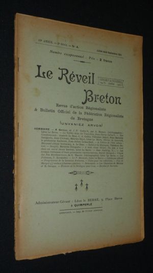 Le Réveil breton (10e année - 2e série - n°4, juillet-août-septembre 1921)
