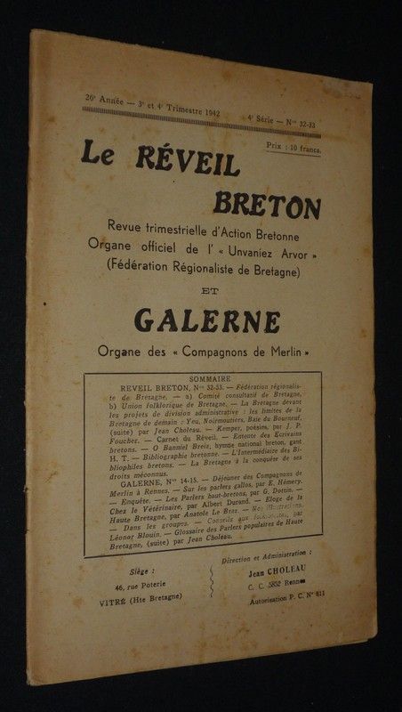 Le Réveil breton (26e année - 4e série - n°32-33, 3e et 4e trimestre 1942)