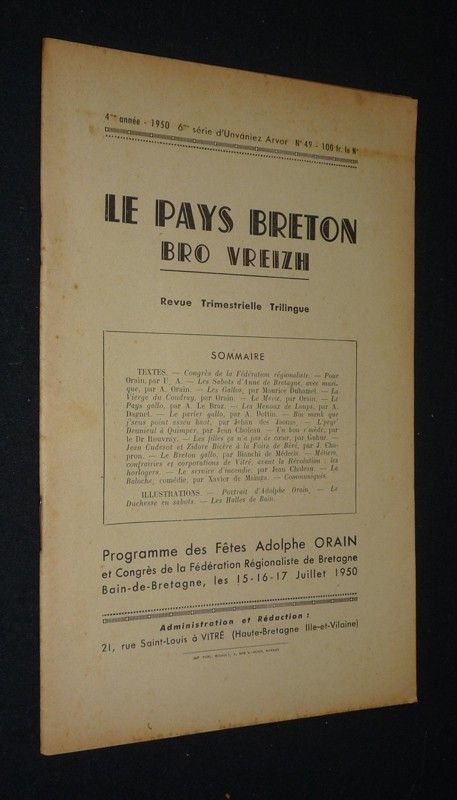 Le Pays breton - Bro Vreizh (4e année, 1950 - 6e série d'Unvaniez Arvor - n°49)