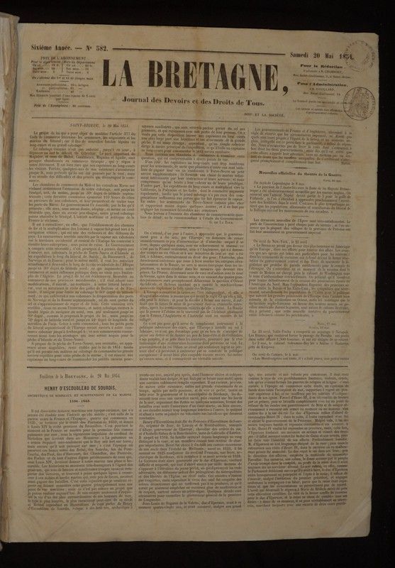La Bretagne, journal des devoirs et des droits de tous (1854-1856)