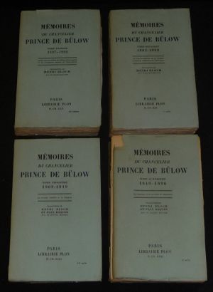 Mémoires du Chancelier Prince de Bülow, 1897-1896 (4 volumes)