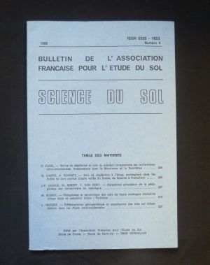 Bulletin de l'association française pour l'étude du sol - Science du sol - 1980 numéro 4