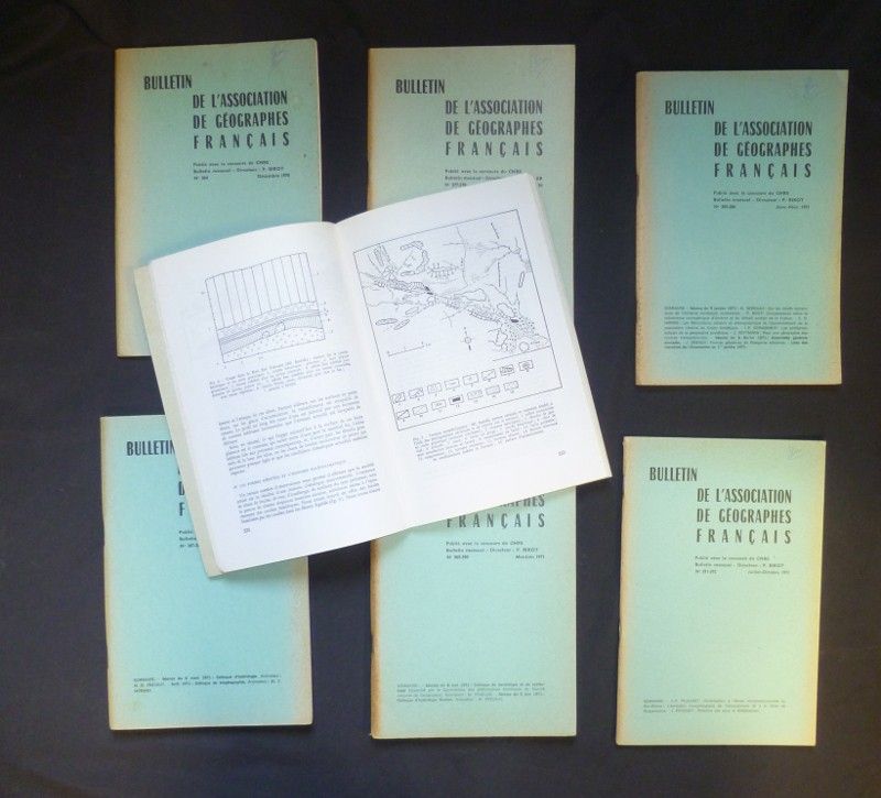Lot de 7 numéros du bulletin de l'association de géographes français (1970 -1972)