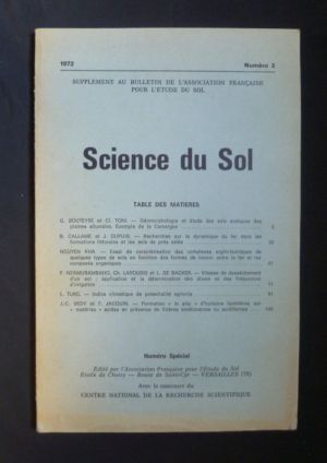Supplément au Bulletin de l'association française pour l'étude du sol - Science du sol -1972 numéro 2