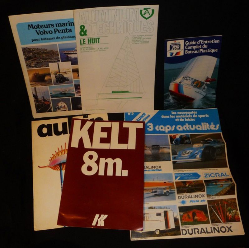 Lot de plaquettes, magazines, catalogues et fiches techniques de plaisance / navigation / bateaux (années 1970-1980)