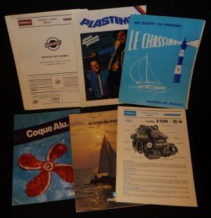 Lot de plaquettes, magazines, catalogues et fiches techniques de plaisance / navigation / bateaux (années 1970-1980)