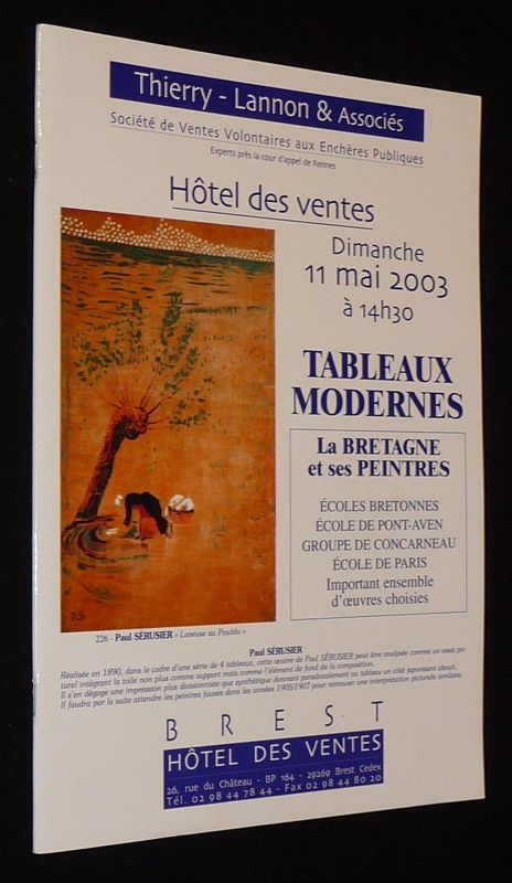 Thierry - Lannon & Associés : Tableaux modernes - La Bretagne et ses peintres - Ecoles bretonnes, Ecole de Pont-Aven, Groupe de Concarneau, Ecole de Paris (Brest, 11 mai 2003)