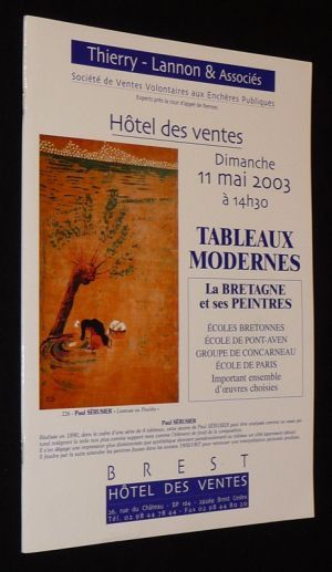 Thierry - Lannon & Associés : Tableaux modernes - La Bretagne et ses peintres - Ecoles bretonnes, Ecole de Pont-Aven, Groupe de Concarneau, Ecole de Paris (Brest, 11 mai 2003)