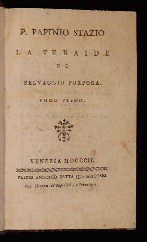 La Tebaide de Selvaggio Porpora (2 volumes)