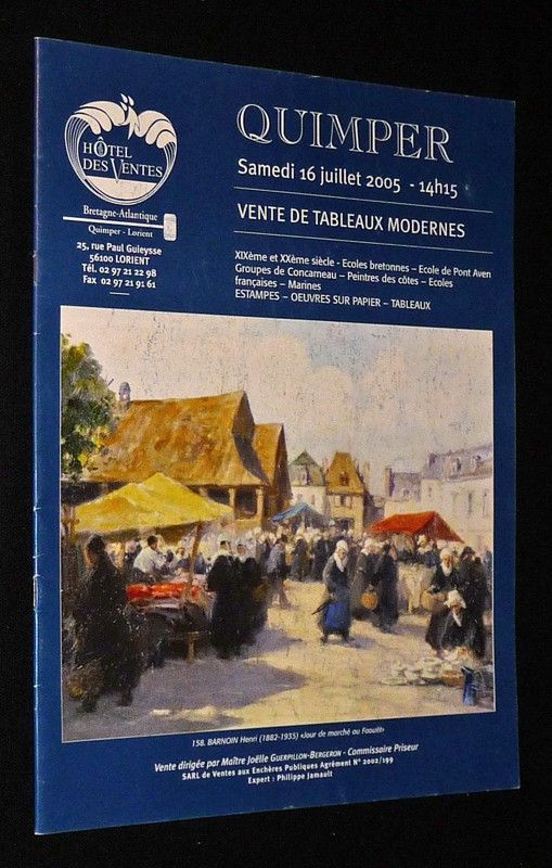 Vente de tableaux modernes (Hôtel des ventes de Quimper, 16 juillet 2005)