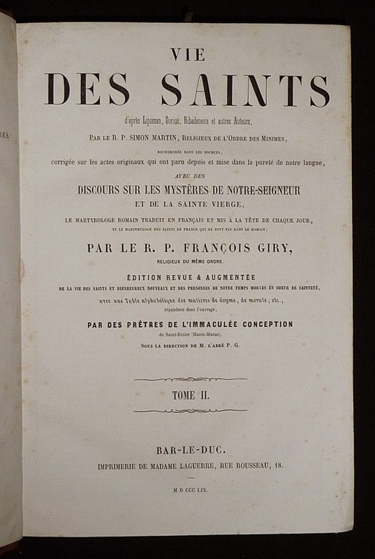 Vie des saints, d'après Lipoman, Surius, Ribadeneira et autres auteurs
