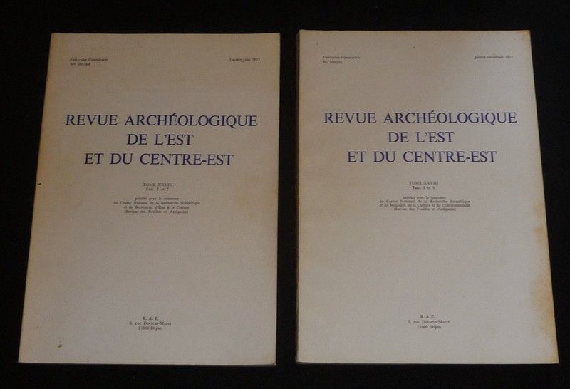 Revue archéologique de l'Est et du Centre-Est - Tome XXVIII, Fasc. 1-2 et 3-4 (Fascicules trimestriels n°107-108, janvier-juin 1977, et n°109-110, juillet-décembre 1977) (2 volumes)