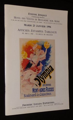 Etienne Jonquet - Affiches, estampes, tableaux : de 1860 à 1960, un siècle de création (Boulogne-sur-Seine, 23 janvier 1996)
