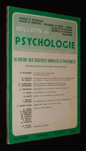 Bulletin de psychologie (n°346, tome XXXIII, 1979-1980, juillet-août 1980, 16-17)