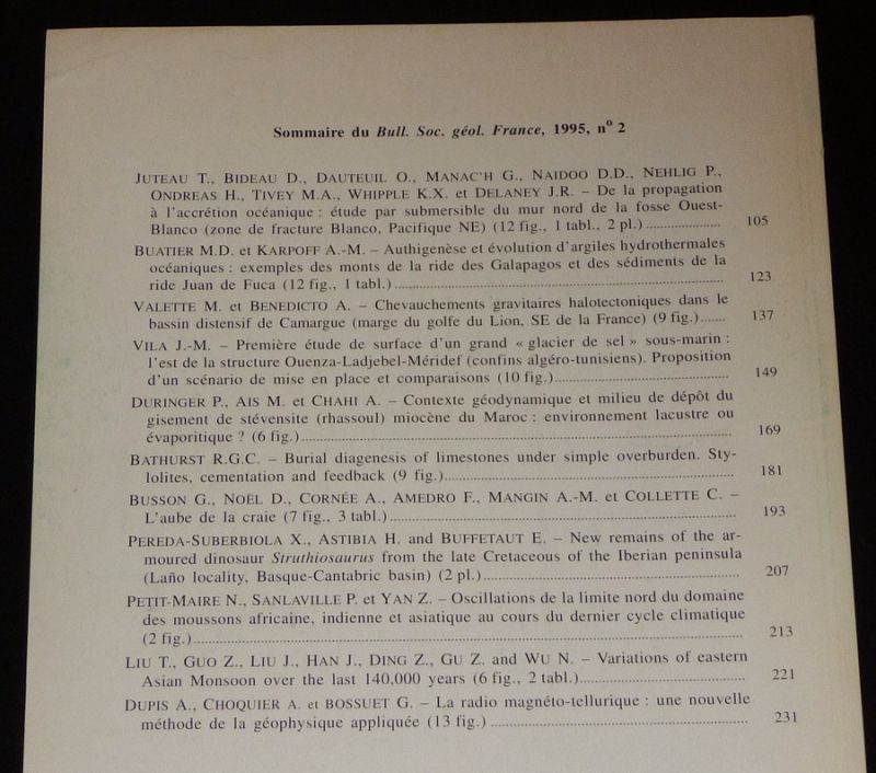 Bulletin de la Société géologique de France (Tome 166, n°2, 1995)