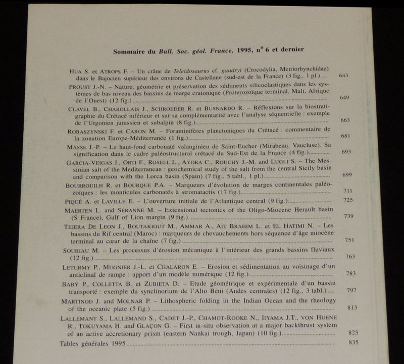 Bulletin de la Société géologique de France (Tome 166, n°6, 1995)