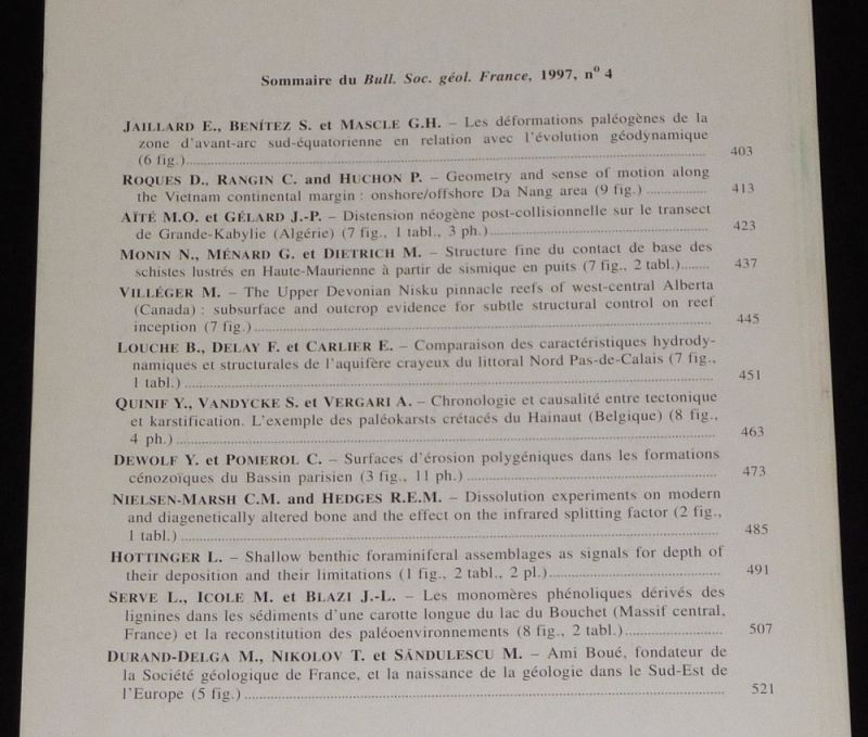 Bulletin de la Société géologique de France (Tome 168, n°4, 1997)