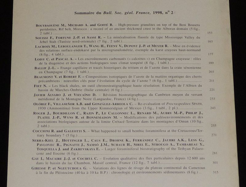 Bulletin de la Société géologique de France (Tome 169, n°2, 1998)