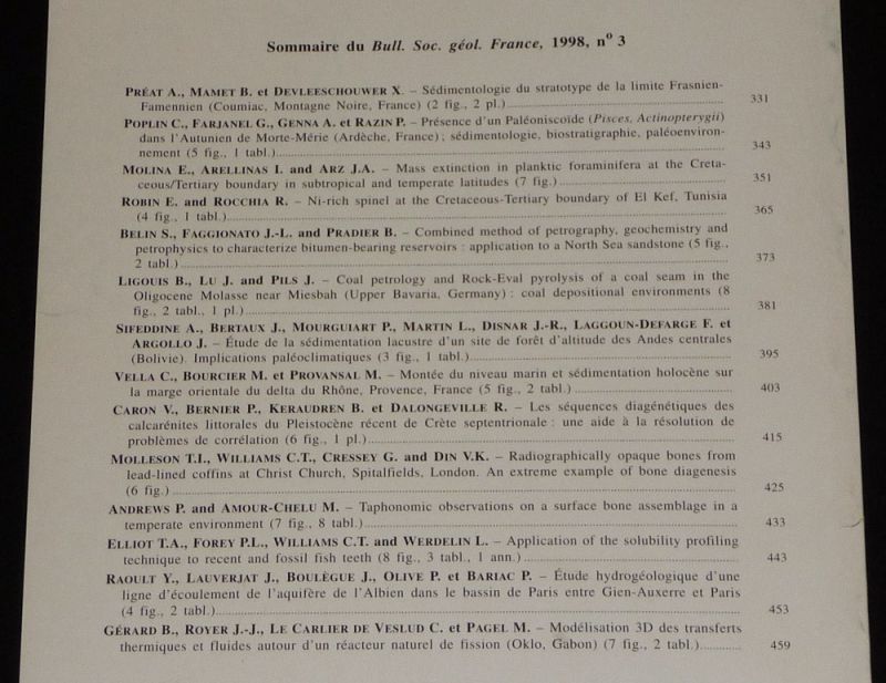 Bulletin de la Société géologique de France (Tome 169, n°3, 1998)