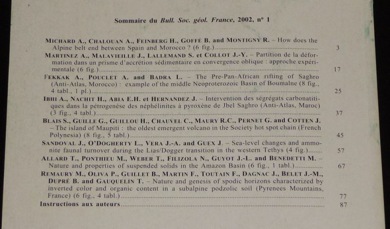 Bulletin de la Société géologique de France (Tome 173, n°1, 2002)