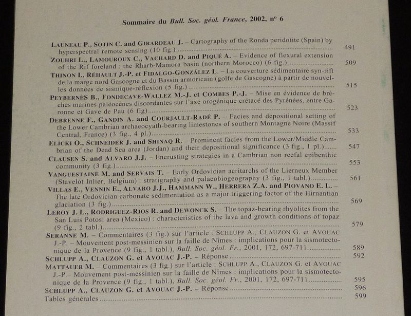 Bulletin de la Société géologique de France (Tome 173, n°6, 2002)