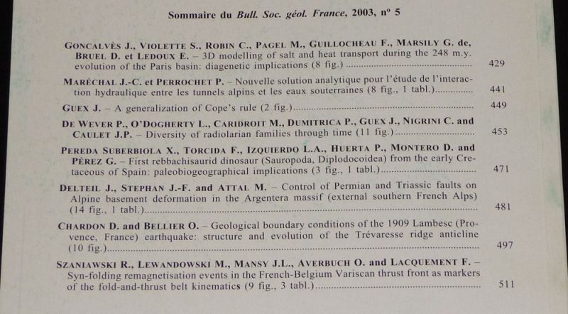 Bulletin de la Société géologique de France (Tome 174, n°5, 2003)