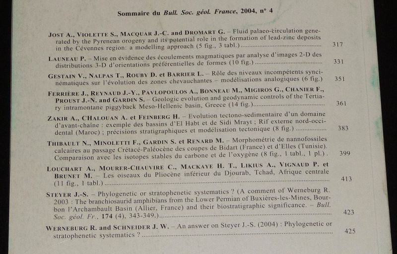 Bulletin de la Société géologique de France (Tome 175, n°4, 2004)