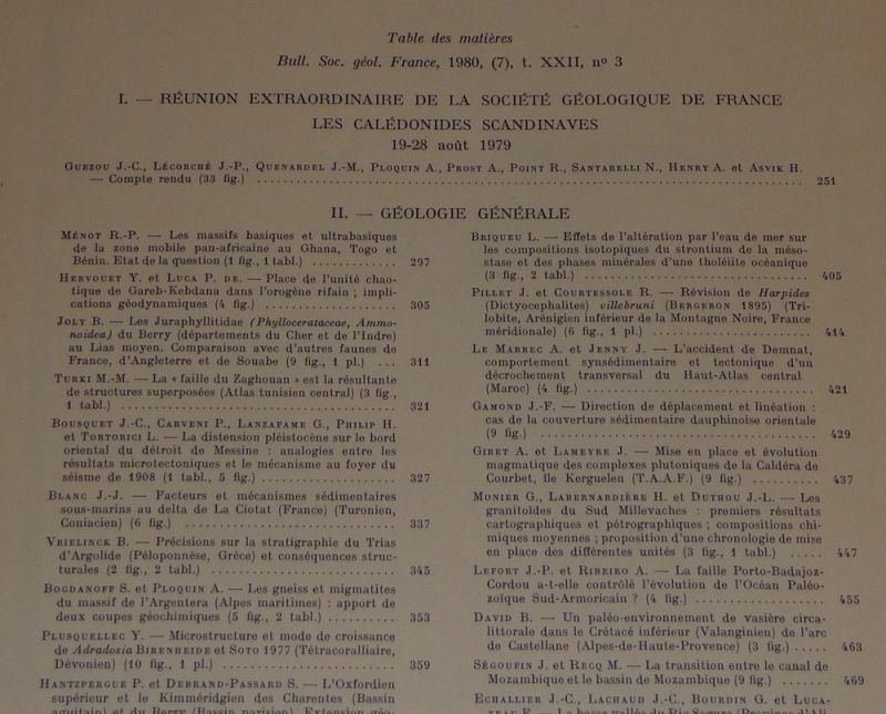 Bulletin de la Société géologique de France (7e Série, Tome 22, n°3, 1980)