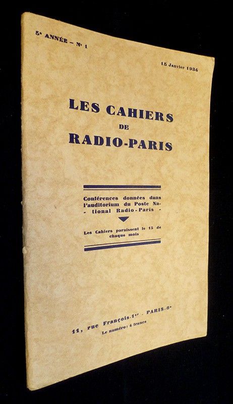 Les cahiers de Radio-Paris (n°1, 5ème année, 15 janvier 1934)