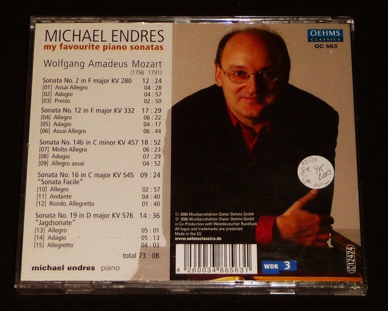 Michael Endres - My Favorite Mozart Sonatas (CD)