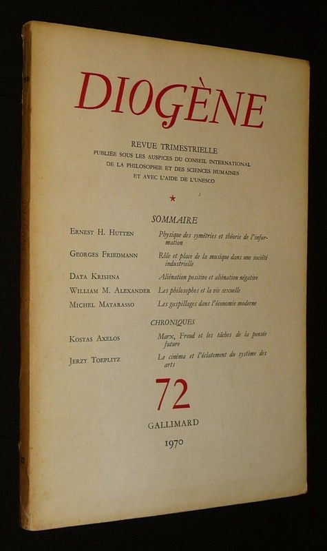 Diogène (n°72, octobre-décembre 1970) 