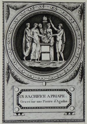 Gravure tirée de "Monumens du culte secret des dames romaines" (1790) : Un sacrifice à Priape