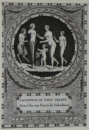 Gravure tirée de "Monumens du culte secret des dames romaines" (1790) : Sacrifice au dieu Priape