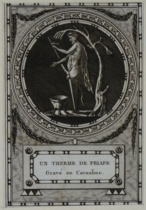 Gravure tirée de "Monumens du culte secret des dames romaines" (1790) : Un therme de Priape