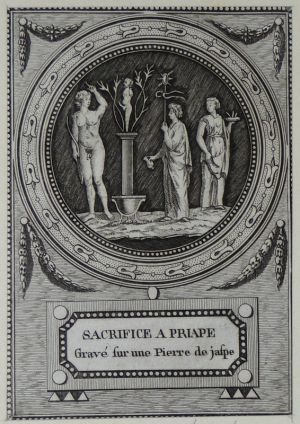 Gravure tirée de "Monumens du culte secret des dames romaines" (1790) : Sacrifice à Priape