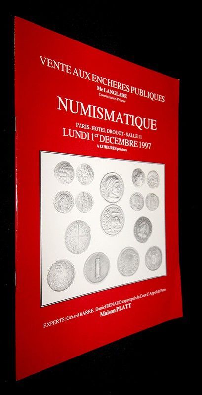 Catalogue de vente aux enchères publiques - Maison Platt - Me Langlade - Numismatique - Lundi 1er décembre 1997 - Paris, Hotel Drouot, Salle 11